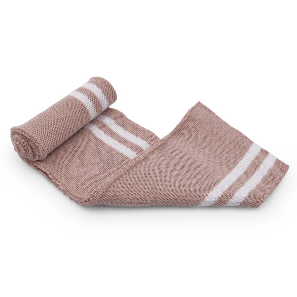 Подвяз (довяз) трикотажный 7.5х80 см, однослойный в полоску, пыльная роза цв.344/белый