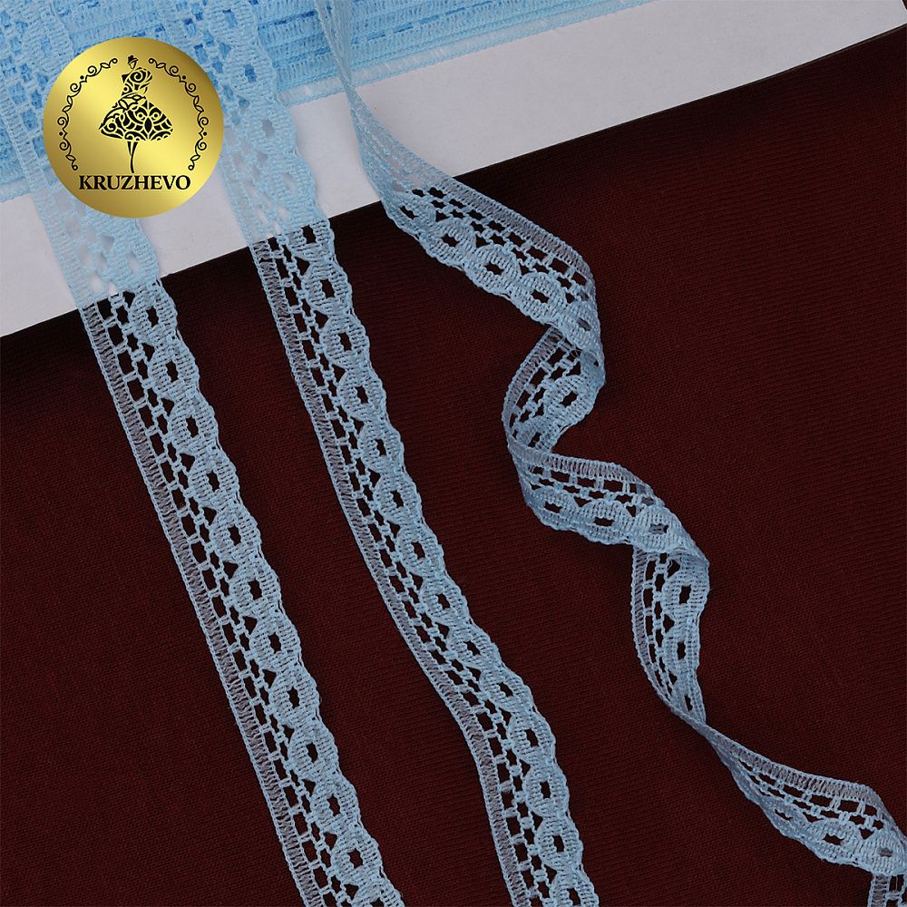 Кружево отделочное в стиле "трикотаж" 10 мм, диз. 282, цв.05 голубой, уп. 27,4 м