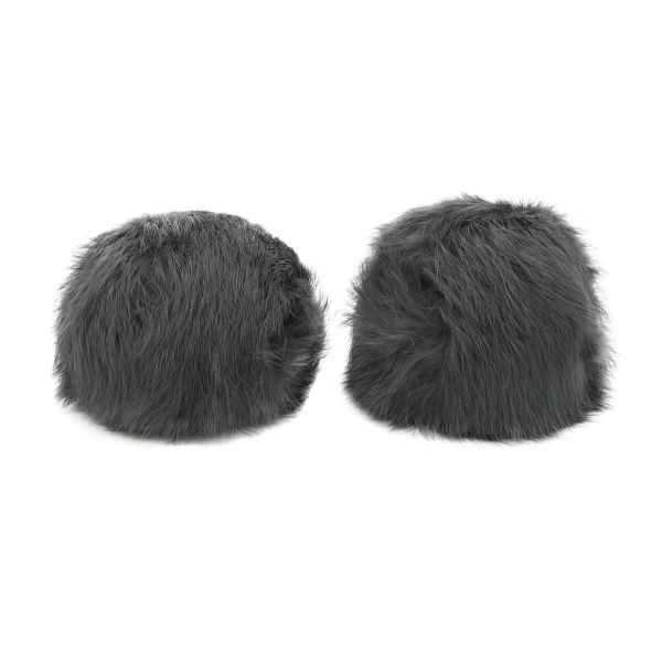 Помпон из искусственного меха 100 мм, кролик, 2 шт, H т.серый