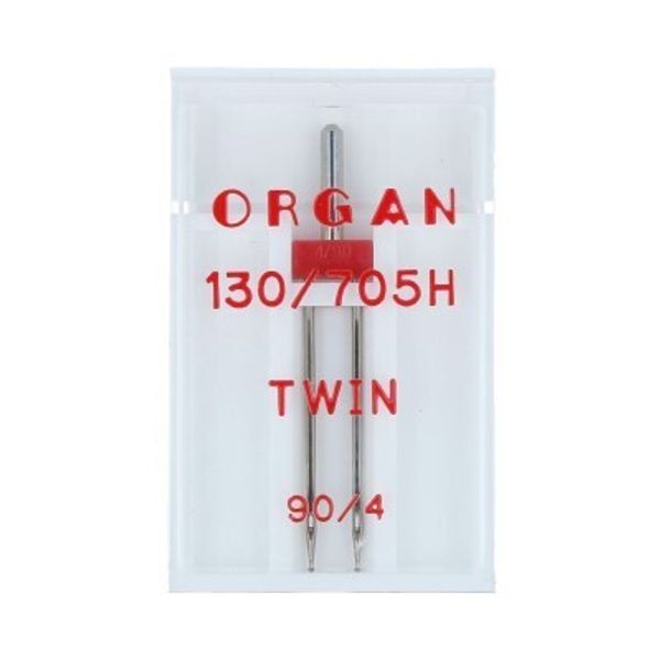 Иглы для швейных машин бытовые универсальные 130/705 H, №90/4, двойные, 1 игла, в пенале 5102051, ORGAN