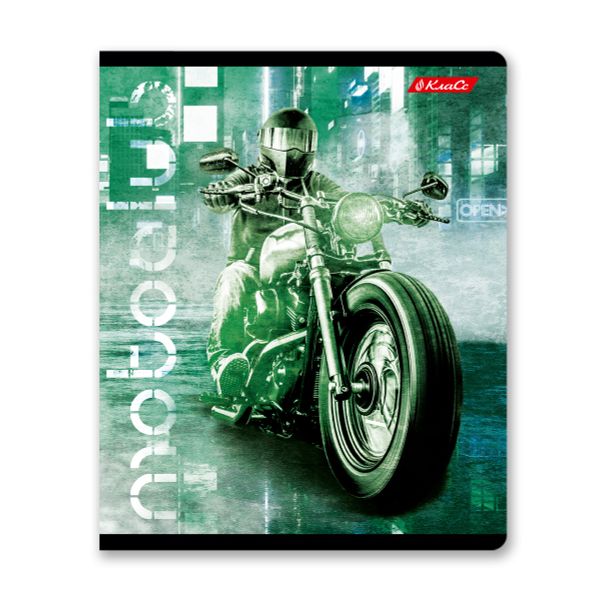 Тетрадь ученическая общая, глянцевая ламинация, A5+ 48 л. на скобе 65 г/м², белизна 100%, 10 шт, клетка в термоусадочной пленке, 000734 Мотогонщик, Светоч 48ТЕТк-004