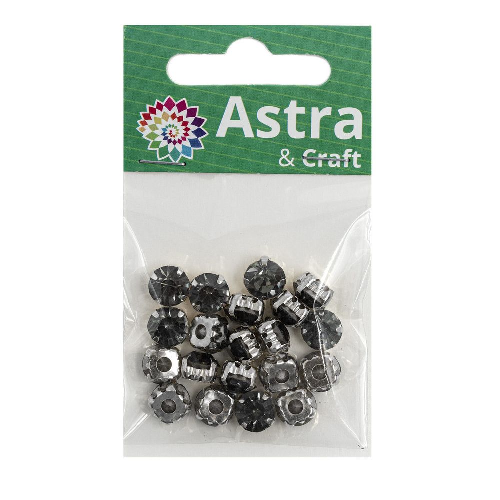 Хрустальные стразы в цапах/серебро, 8мм, 20 шт/упак, Astra&Craft (39 дымчато-серый), 4AR167/168