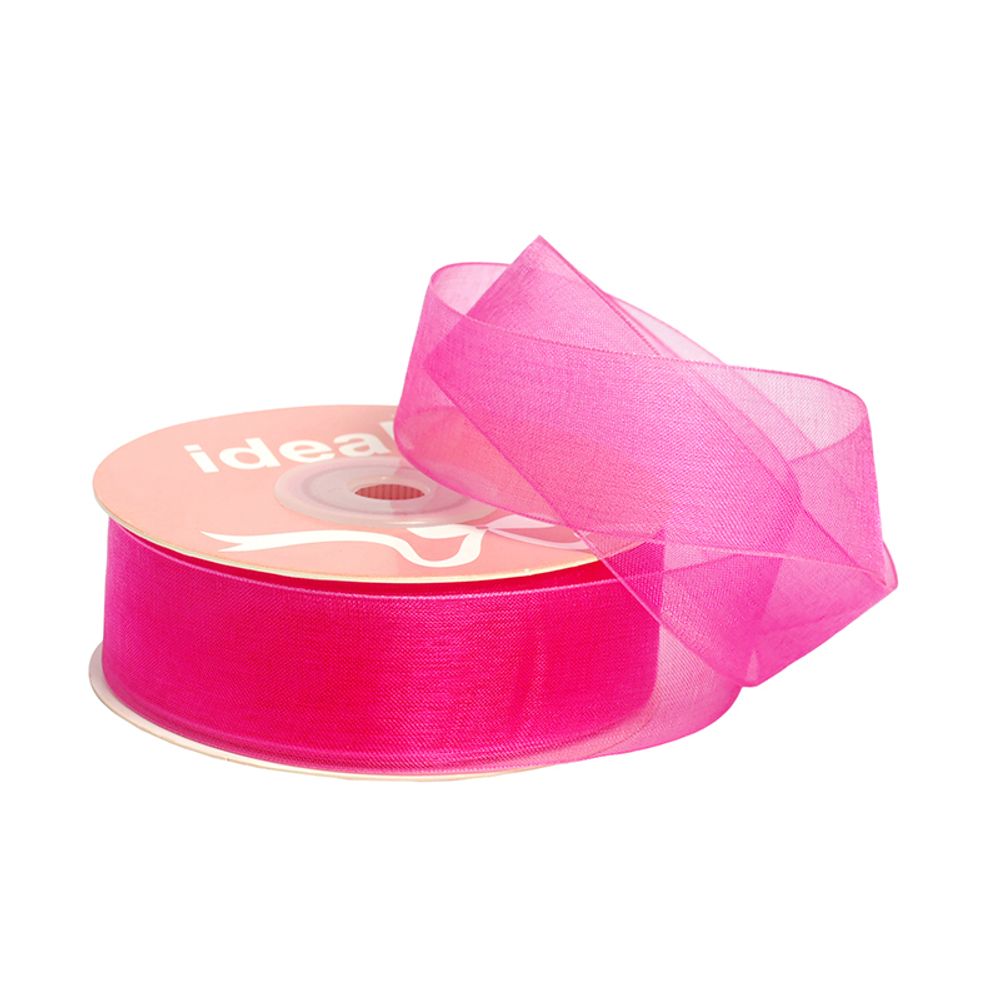 Лента капроновая (органза) 25.0 мм, 1018 розовый, уп. 27,4 м