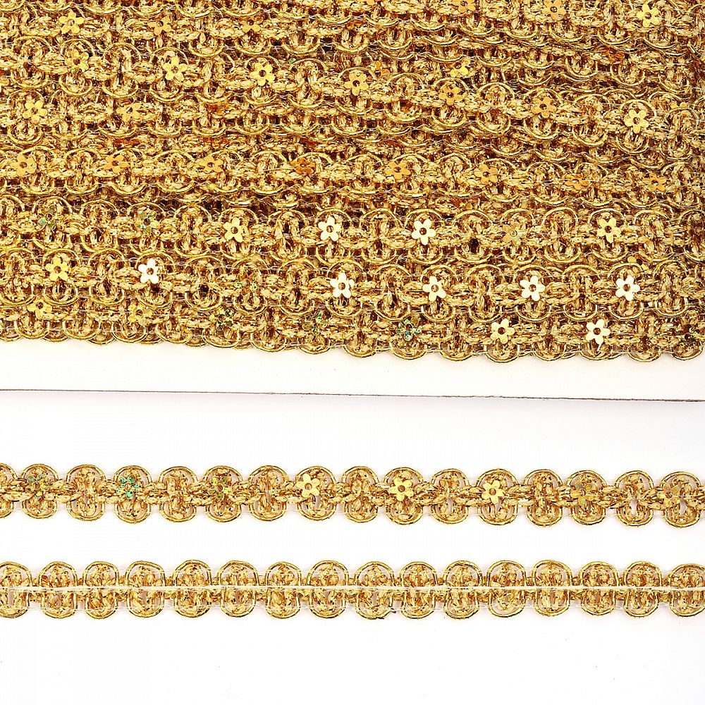 Тесьма отделочная 12 мм / 13.71 метров, TBY 905 цв.золото