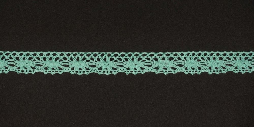 Кружево вязаное (тесьма) 13 мм, цв.мятный, Alfa (AF-359-075), 25 метров, AF-359-075