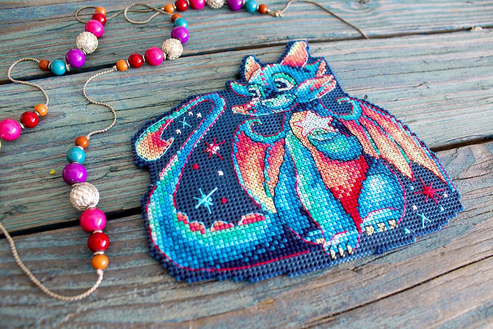 Набор для вышивания нитками МП Студия (Жар-птица), Сумеречный дракон, 12х14 см