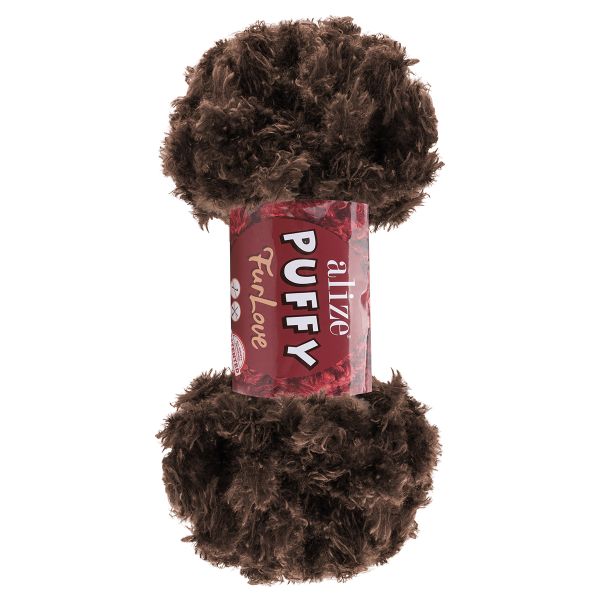 Пряжа Alize (Ализе) Puffy серия Нежный мех (Furlove) / уп.5 мот. по 100г, 6.3м, 493 шоколадный