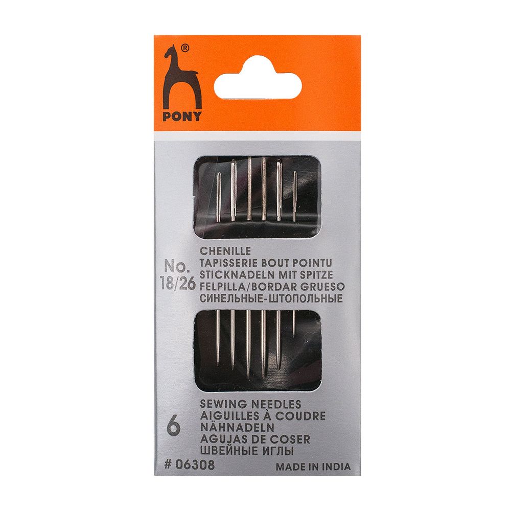 Иглы ручные для штопки №18/26, 6 шт, Pony