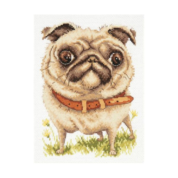 Набор для вышивания нитками Чудесная игла, Мопсик 16х20см