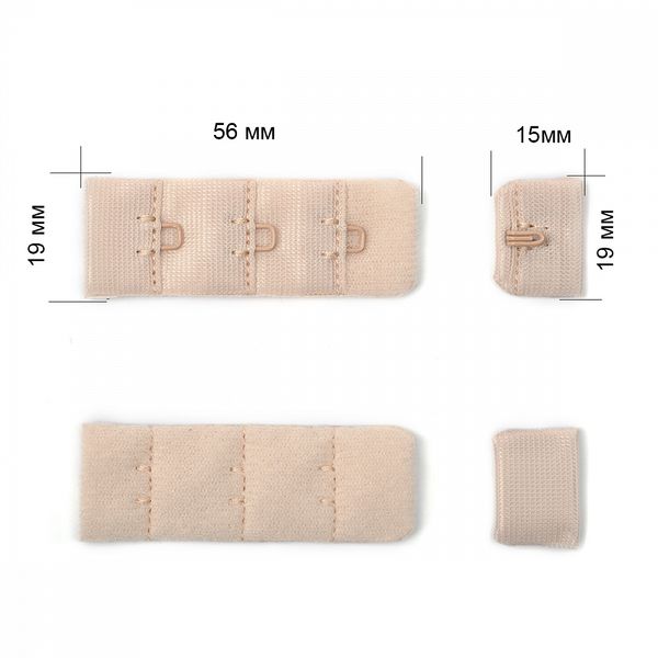 Застежки для бюстгальтера текстильные 3х1, 19 мм, 10 шт, 168 серебристый пион