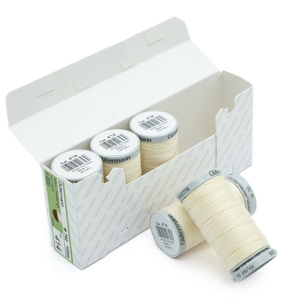 Нитки суперкрепкие Gutermann Extra Strong M782, 100м, 414 св.кремово-бежевый, 5 катушек