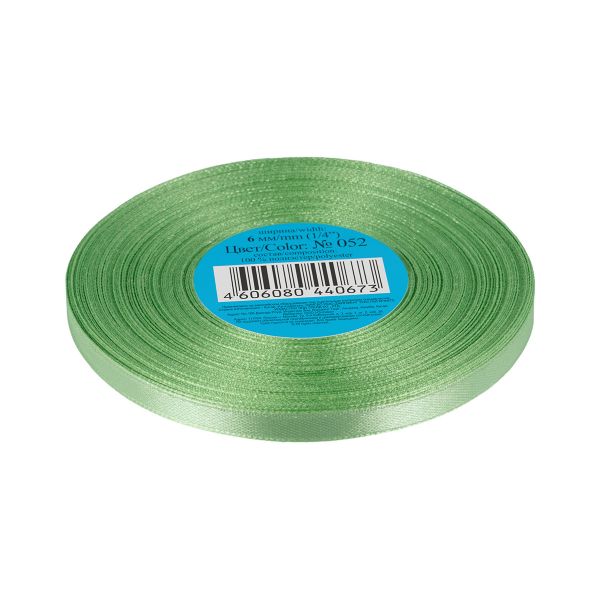 Лента атласная 1-сторонняя 6.0 мм / 33±2 метра, 052 травяной, Gamma