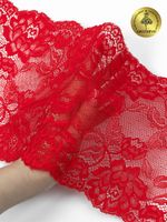 Кружево бельевое эластичное 180 мм / 25 м, L838, цв.100 красный, Kruzhevo