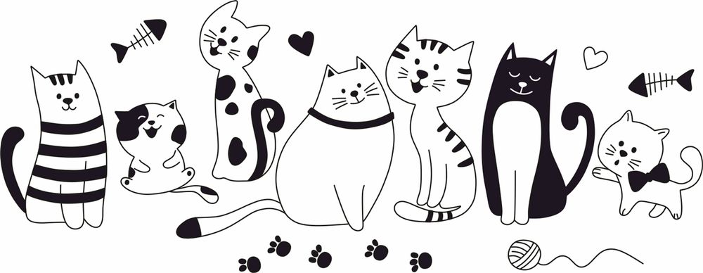 Термоаппликация Gamma Термотрансфер M №04, 1 шт, M-424 Котики 5.5х14.5 см