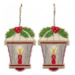 Набор для вышивания нитками Овен, Ёлочная игрушка. Фонарик 6,2х8,9см