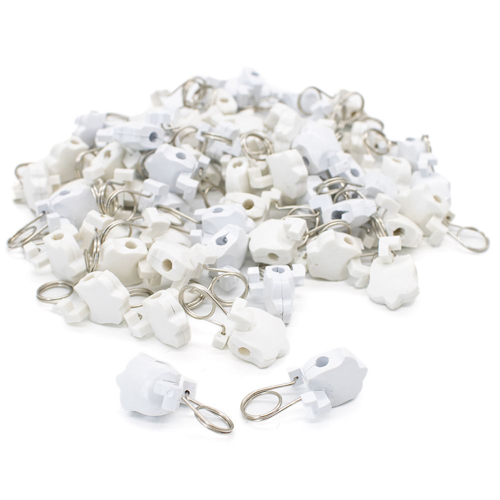 Зажим для штор 36 мм, пластик, белый, 60 шт