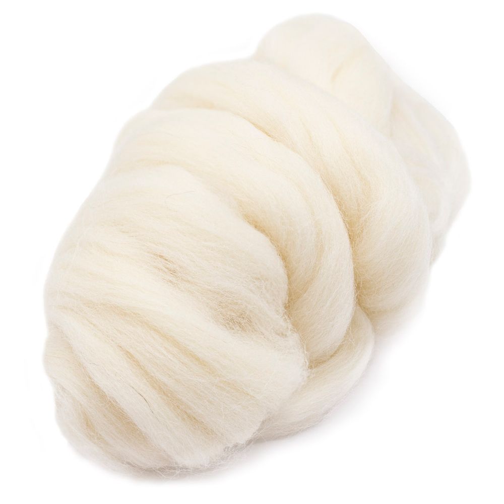 Лента для валяния полутонкая, 100% шерсть, 50гр Камтекс (205 белый)