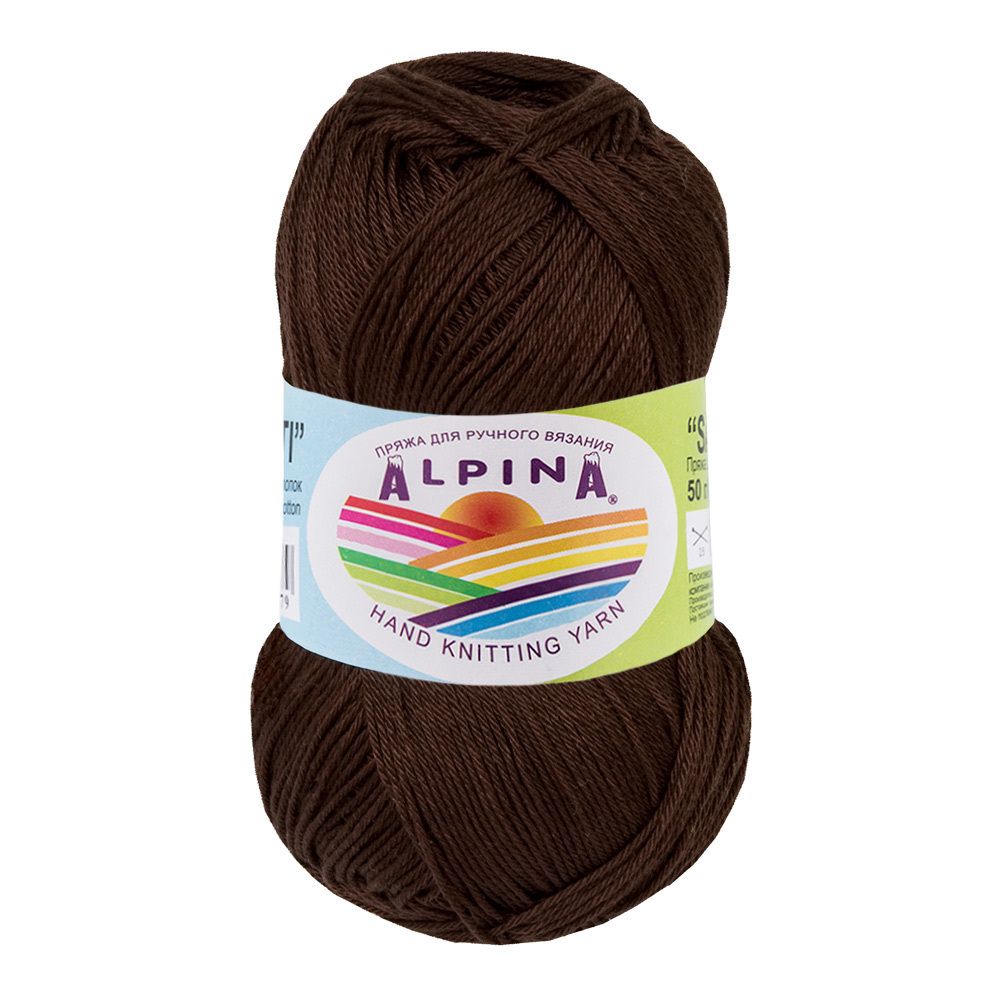Пряжа Alpina Sati / уп.10 мот. по 50г, 170м, 050 коричневый
