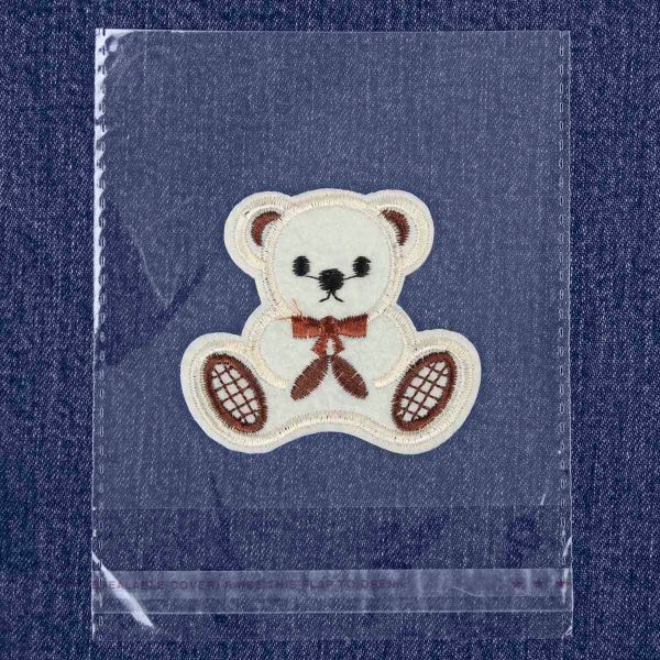 Термоаппликация мишка с бантиком 5,5х6см, бежевый, 10 шт