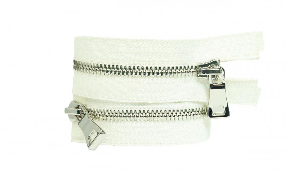 Молния металл Т5 (5 мм) 2 зам., разъем., 110 см, никель, цв.D841 белый, MaxZipper Premium, 1 шт /TOS/