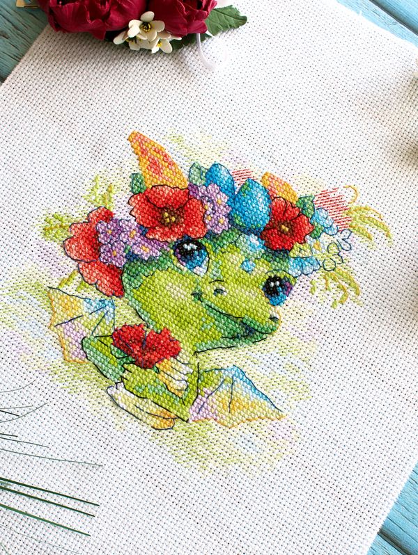 Набор для вышивания нитками МП Студия (Жар-птица), Романтичный дракон, 15х15 см