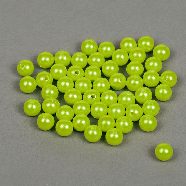 Бусины пластик (перламутр) ⌀12 мм, цв.017 салатовый, уп.500г (530 шт), Magic4Hobby
