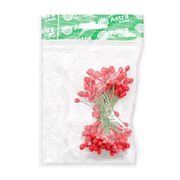 Тычинки для искусственных цветов 0,5х6см (красный)