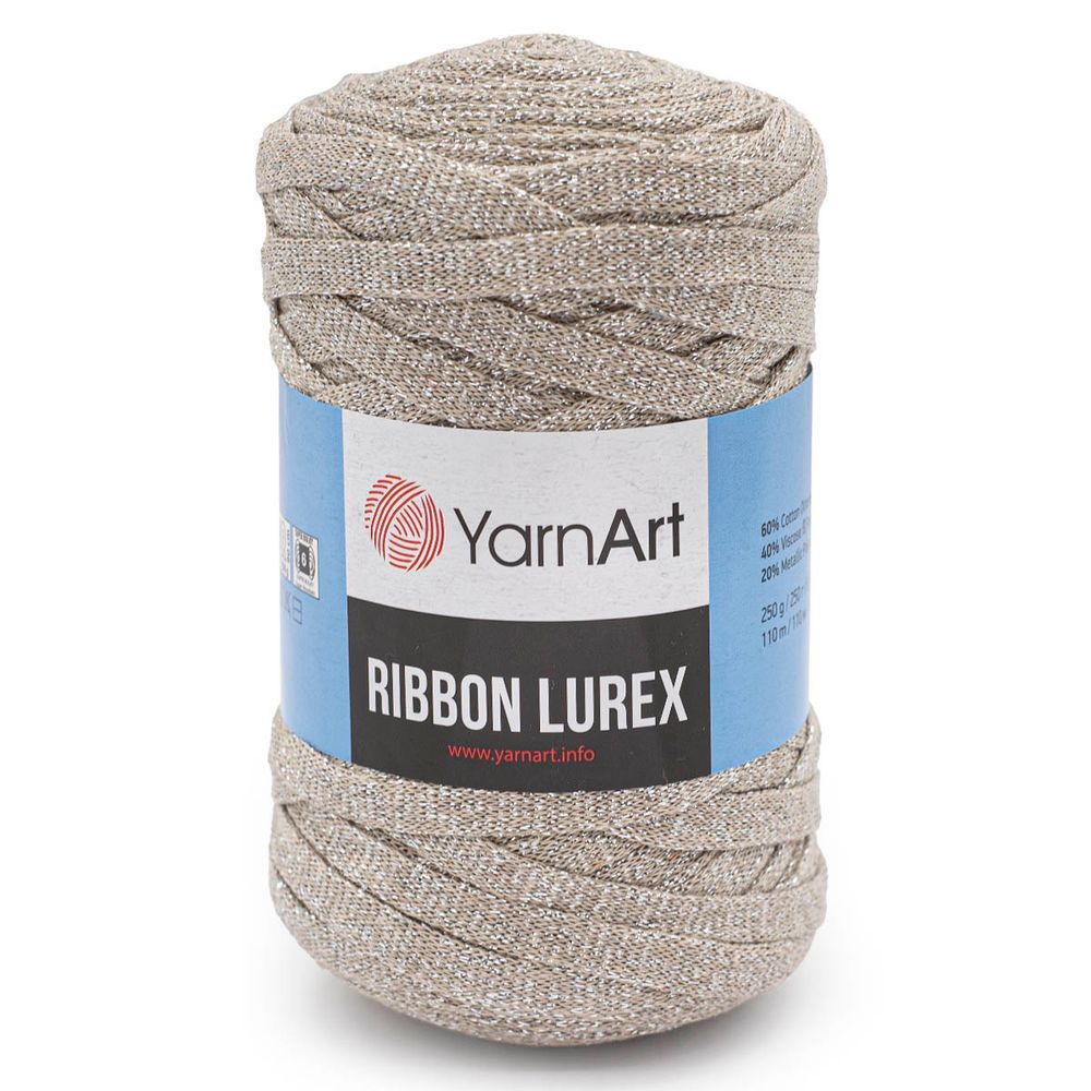 Пряжа YarnArt (ЯрнАрт) Ribbon Lurex / уп.4 мот. по 250 г, 110м, 725 серо-бежевый