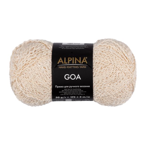 Пряжа Alpina Goa / уп.10 мот. по 50 г, 175 м, 04 молочный