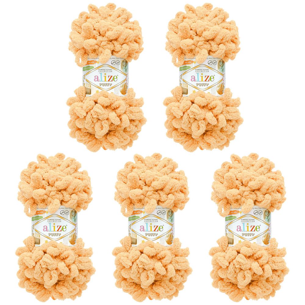 Пряжа Alize (Ализе) Puffy / уп.5 мот. по 100 г, 9м, 95 песочный