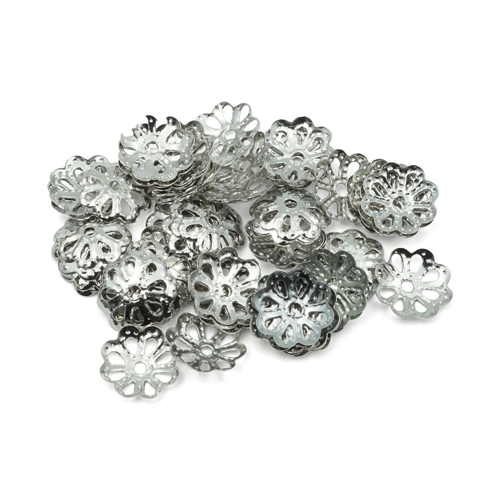 Шапочка для бусин, 6,5мм 50 шт в упак, Астра, Никель