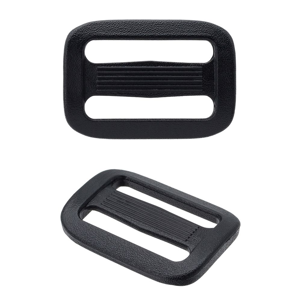 Пряжка двухщелевая ацеталь 25 мм, черный, 20 шт