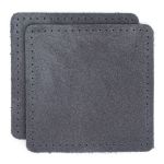 Заплатки пришивные из замши, квадрат 8см с перфорацией, 2 шт, 100% кожа, 26 серый, 59122