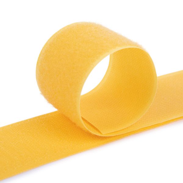 Лента контактная липучка (велкро) пришивная 50 мм / 25 метров, 009 желтый, Gamma LG-50, ПАРА (крючок+петля), качество 