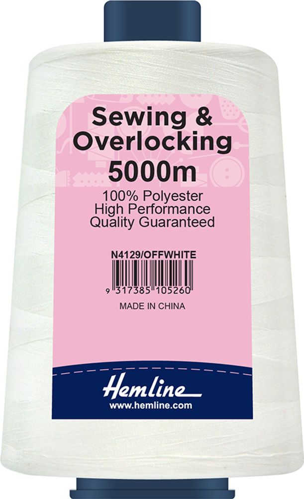 Нитки швейные Hemline 40/2, 4х5000 м, выбеленный /TOS/ Нитки швейные Hemline 40/2, 4х5000 м, выбеленный /TOS/