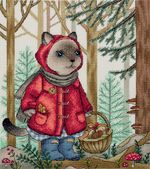 Набор для вышивания нитками Panna, По грибы, 21,5х24 см