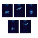 Тетрадь ученическая общая, глянцевая ламинация, A5+ 96 л. на скобе 65 г/м², белизна 100 %, 5 шт, клетка, 01000 Искра времени, Светоч 96Т15