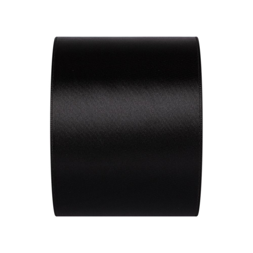 Лента атласная 1-сторонняя 75.0 мм / 33±2 метра, 113 черный, Gamma