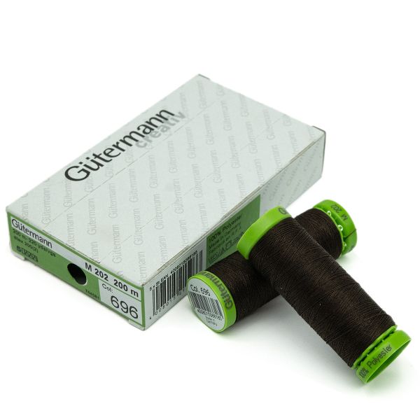 Нитки для тонких тканей Gutermann Extra Fine 150, 200м, 696 т.шоколад, 5 катушек