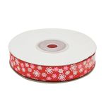 Лента репсовая (в рубчик) Цветочки 4 1,5см*22.86 м (красный)