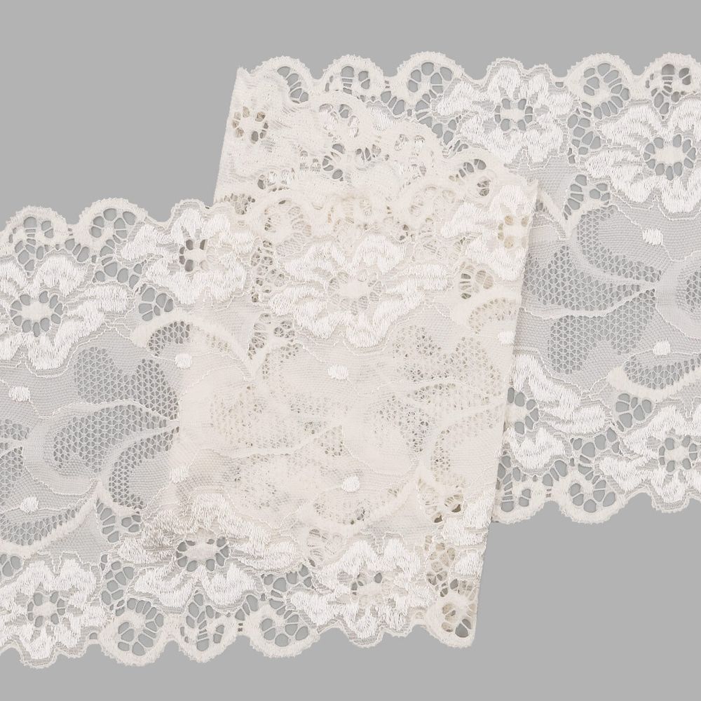 Кружево бельевое эластичное 150 мм / 13.72 м, цв. C571 молочный
