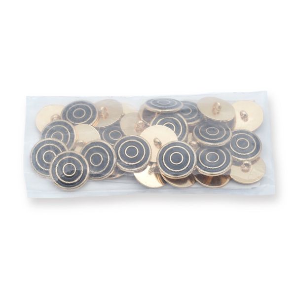 Пуговицы на ножке 36L (23мм), металл (Black/G черный с золотом), 36 шт, ME 644