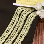 Кружево вязаное (тесьма) 27 мм / 10 метров, хлопок, TBY.1005 цв.F109 желтый, Kruzhevo