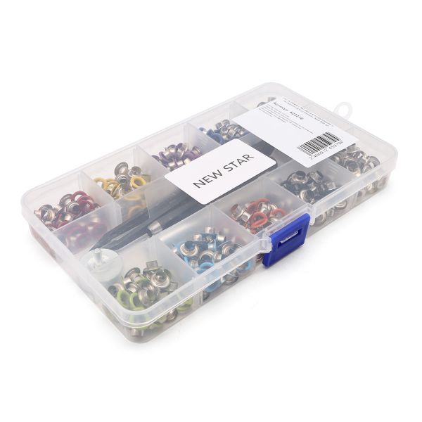 Сет №4 люверс №3 цвета в ассортименте и инструмент для установки, New Star