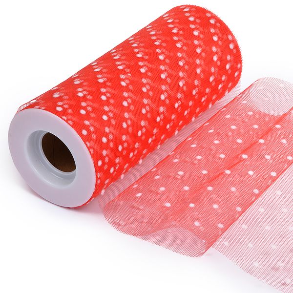 Фатин на шпульке средней жесткости 150 мм / 22.86 метра, TBY.T663.008, цв.008 красный