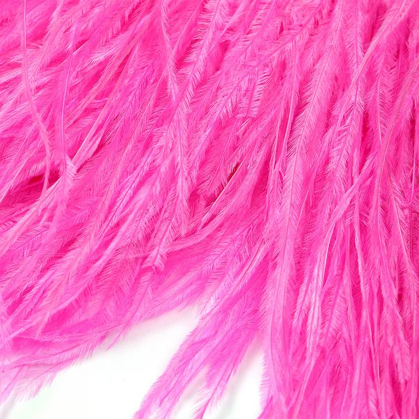 Перья на ленте Страус 15 см, FBY-15-021, цв. ярко-розовый, 2м