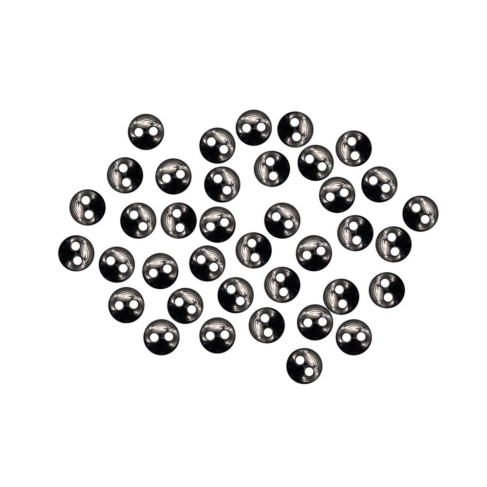 Украшения декоративные пуговицы Мини 2 прокола, 6мм, 50 шт ± 2 шт пластик, цв.черный