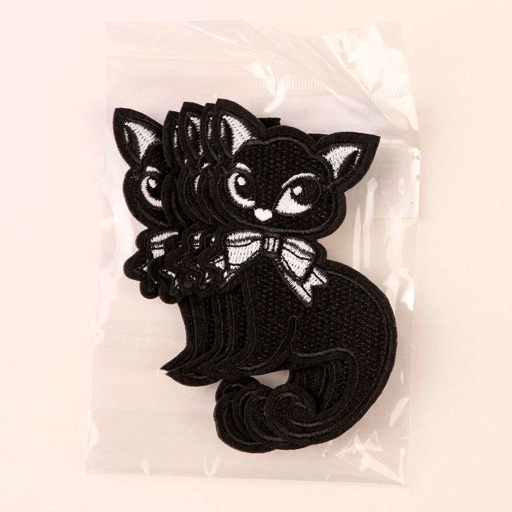 Термоаппликация кошка 11х6см (упак. 5 шт) черный, 5 шт