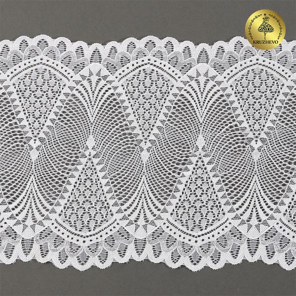 Кружево бельевое эластичное 190 мм / 25 м, 30200, цв.001 белый, Kruzhevo