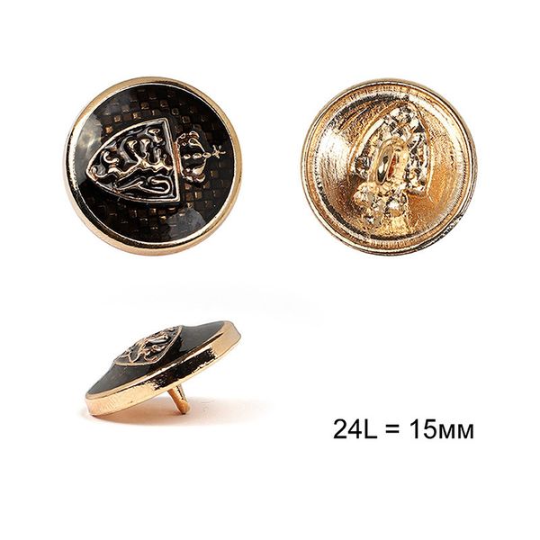 Пуговицы на ножке металл С-ME332 цв.золото 24L-15мм, 24 шт